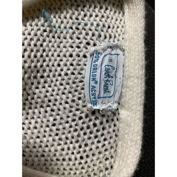 VTG 50s Carol Brent Cardigan Sweater Hand Painted Floral Granny Cottage Core L - Picture 14 of 16